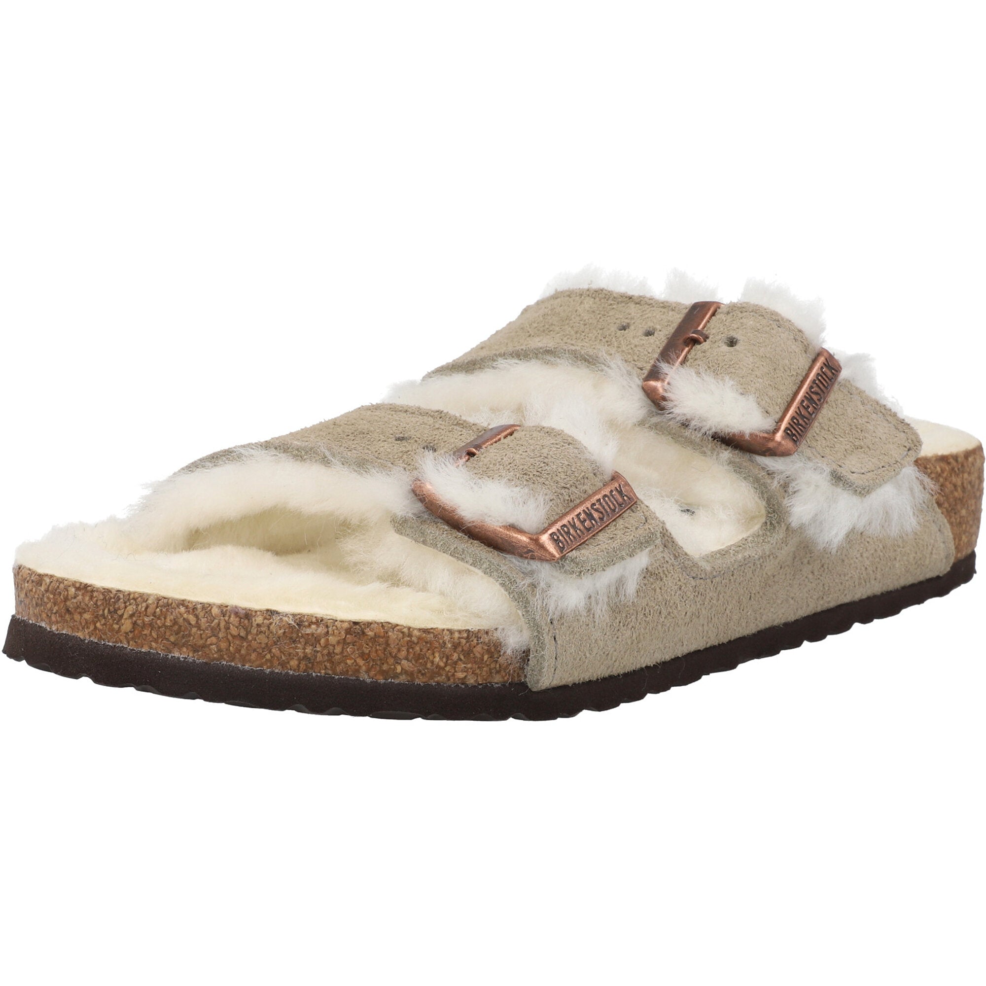 Birkenstock Arizona Shearling Kids Taupe Sandals – Awesome Shoes