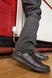 ToeZone Dex Vegan Dinosaur Rip Tape School Shoes Black