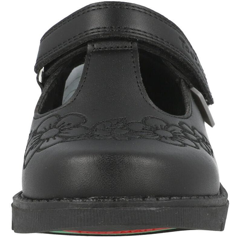 ToeZone Kat Vegan Flower Rip Tape School Shoes Black