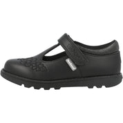 ToeZone Kat Vegan Flower Rip Tape School Shoes Black