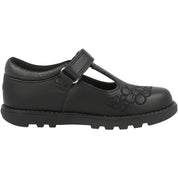 ToeZone Kat Vegan Flower Rip Tape School Shoes Black