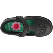 ToeZone Kat Vegan Flower Rip Tape School Shoes Black