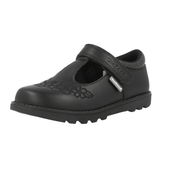 ToeZone Kat Vegan Flower Rip Tape School Shoes Black