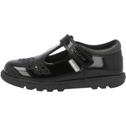 ToeZone Flo Flower Rip Tape School Shoes Black