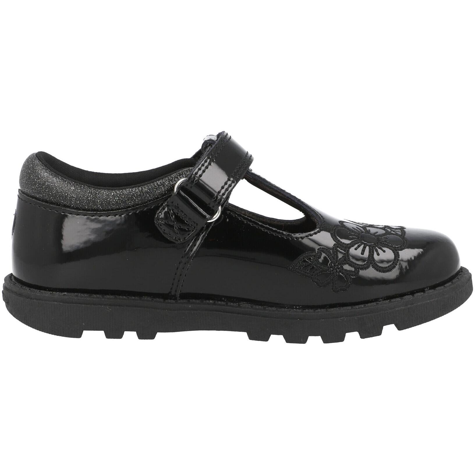 ToeZone Flo Flower Rip Tape School Shoes Black