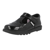 ToeZone Flo Flower Rip Tape School Shoes Black