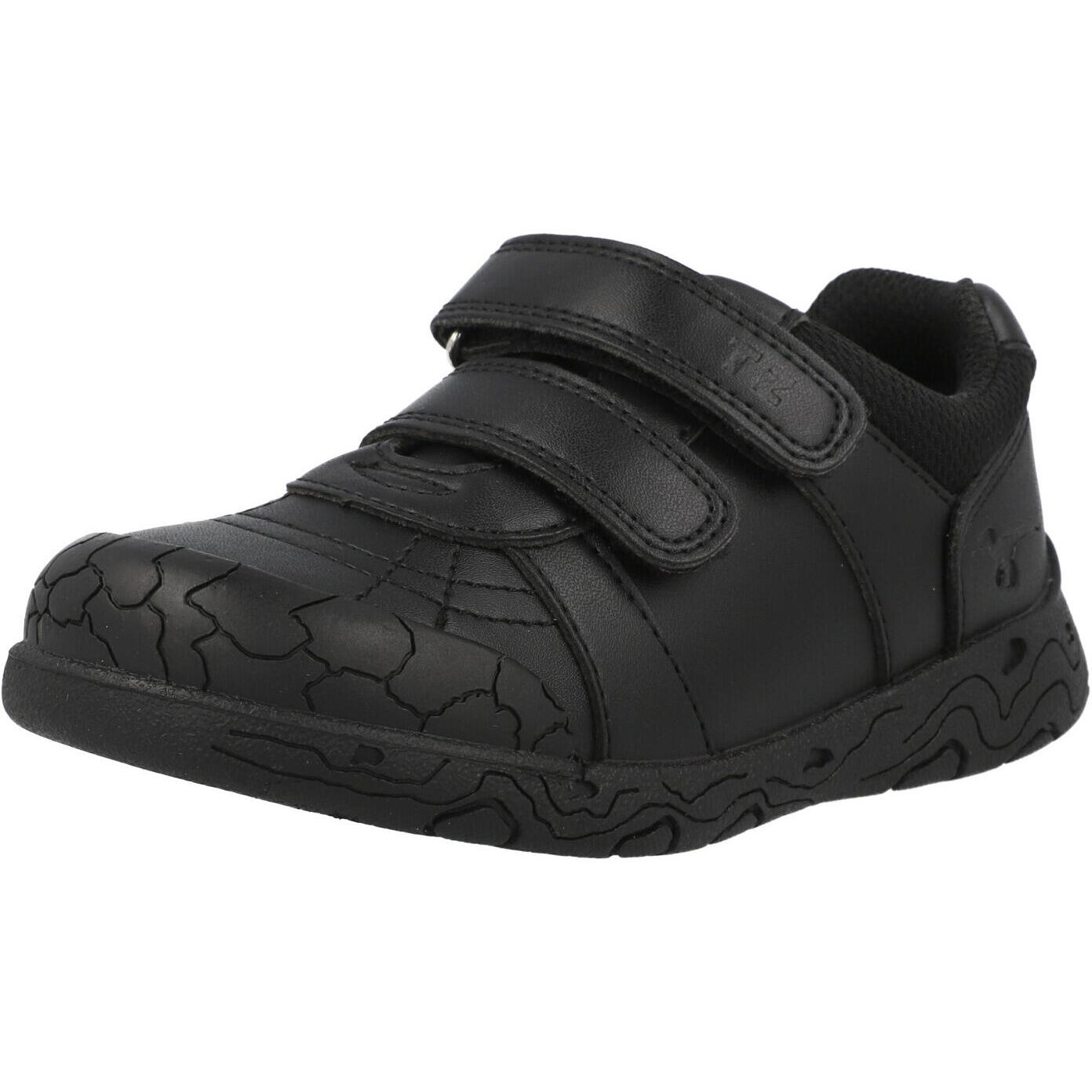 ToeZone Dex Vegan Dinosaur Rip Tape School Shoes Black