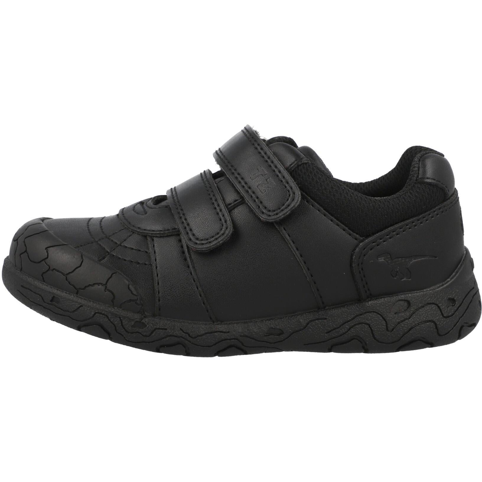ToeZone Dex Vegan Dinosaur Rip Tape School Shoes Black