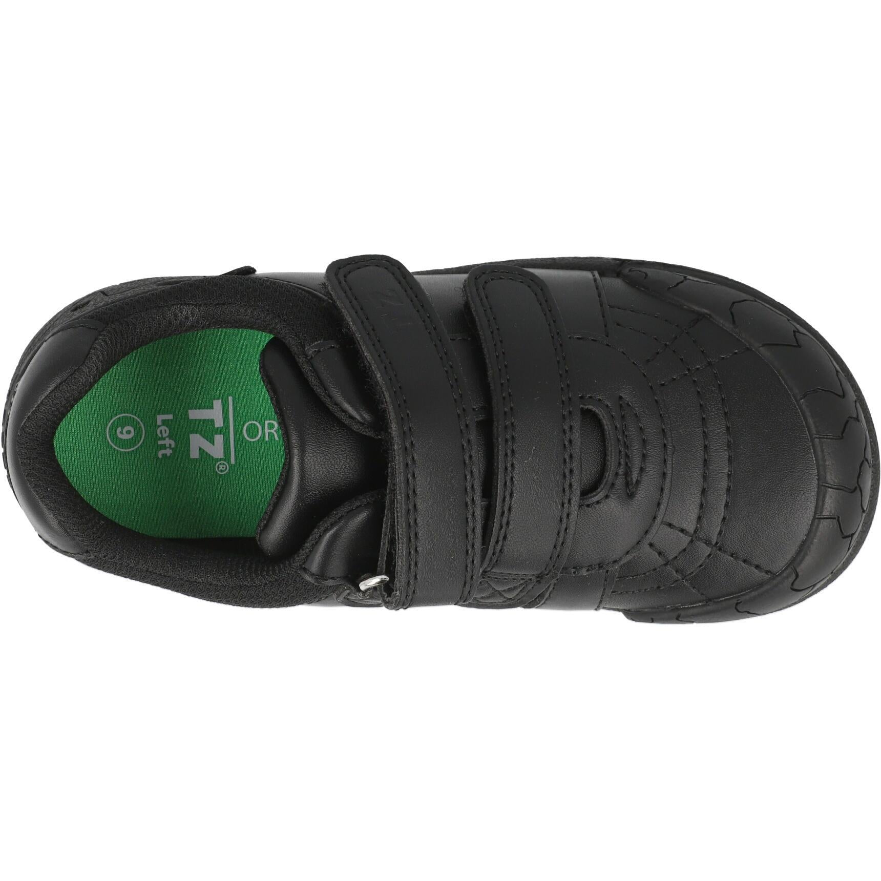 ToeZone Dex Vegan Dinosaur Rip Tape School Shoes Black