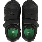 ToeZone Dex Vegan Dinosaur Rip Tape School Shoes Black