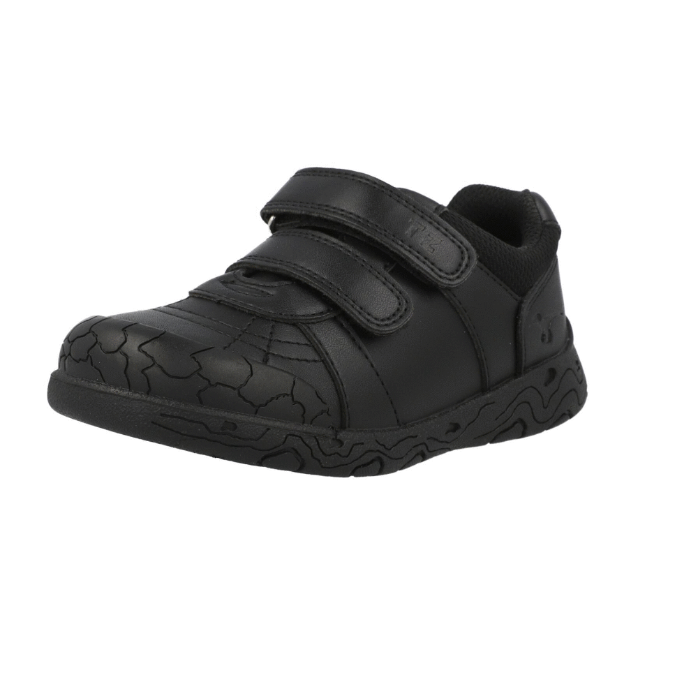 ToeZone Dex Vegan Dinosaur Rip Tape School Shoes Black