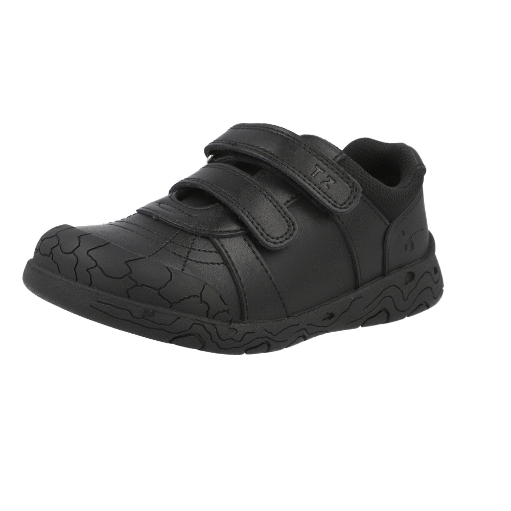 ToeZone Rebel Dinosaur Rip Tape School Shoes Black