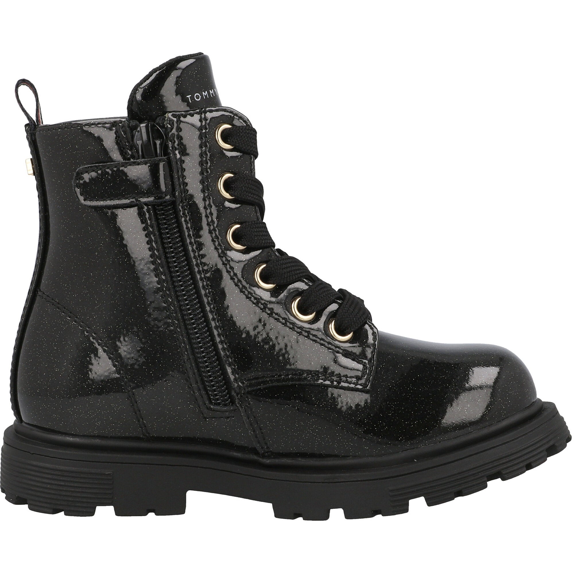 Tommy Hilfiger Black Glitter Lace-Up Boots