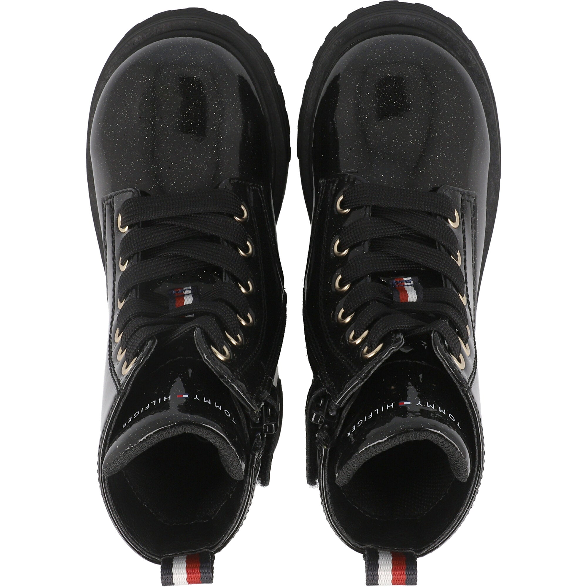 Tommy Hilfiger Black Glitter Lace-Up Boots