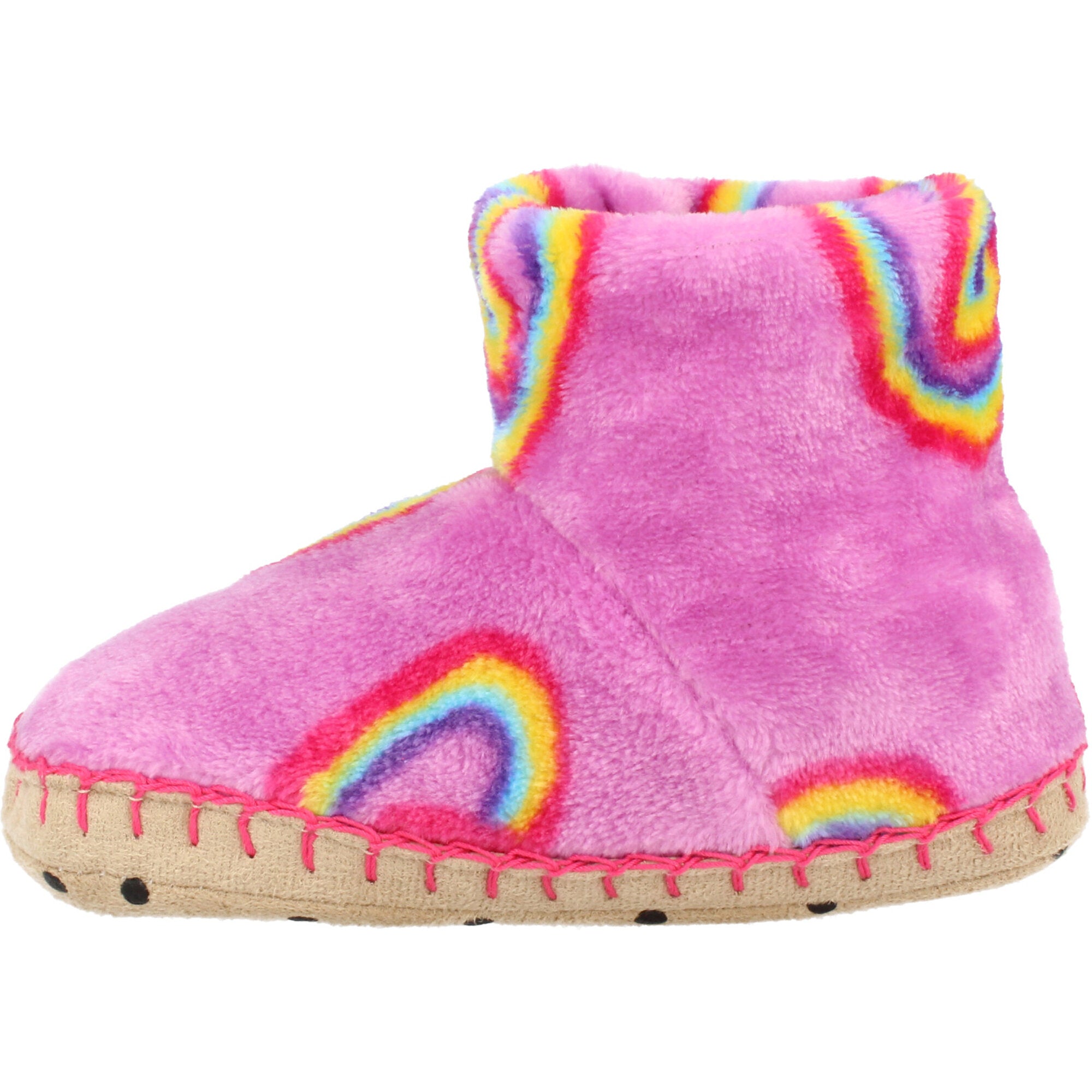 Hatley Twisty Rainbow Hearts Fleece Slippers