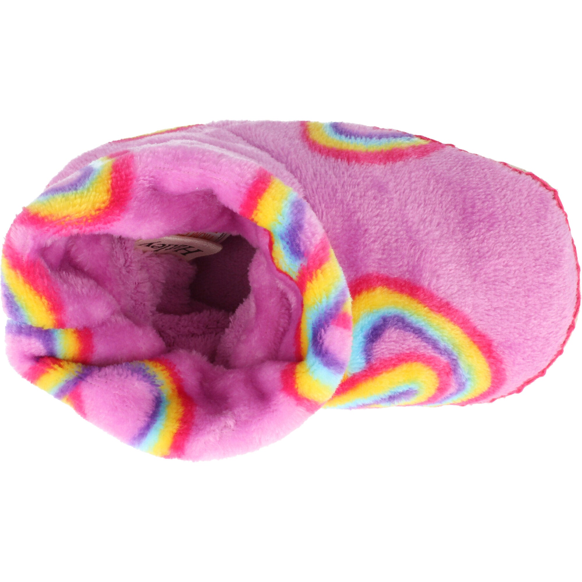 Hatley Twisty Rainbow Hearts Fleece Slippers