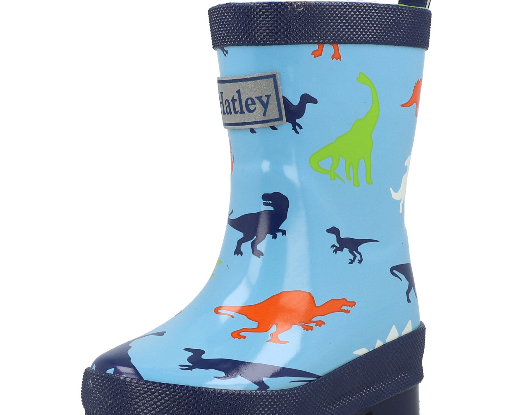 Hatley Shiny Rain Boots Dinos Blue