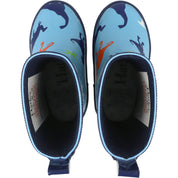 Hatley Shiny Rain Boots Dinos Blue