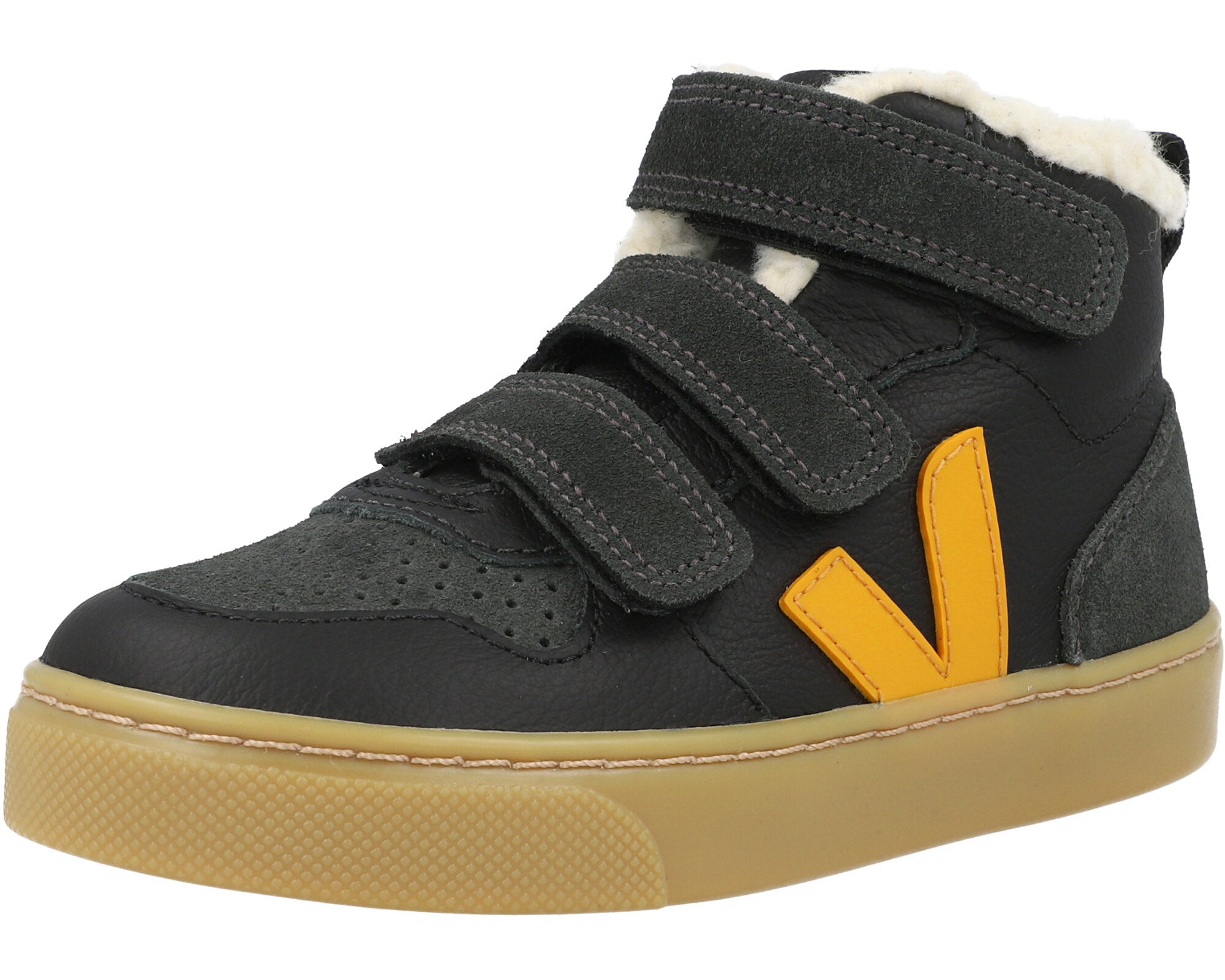 Veja V-10 Mid Black Leather Trainers