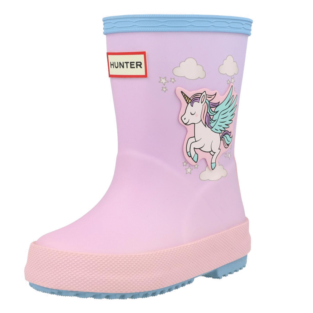 Hunter Kids First Unicorn Print Boot Blue Frost/Parfait Pink HFRK0008261FF