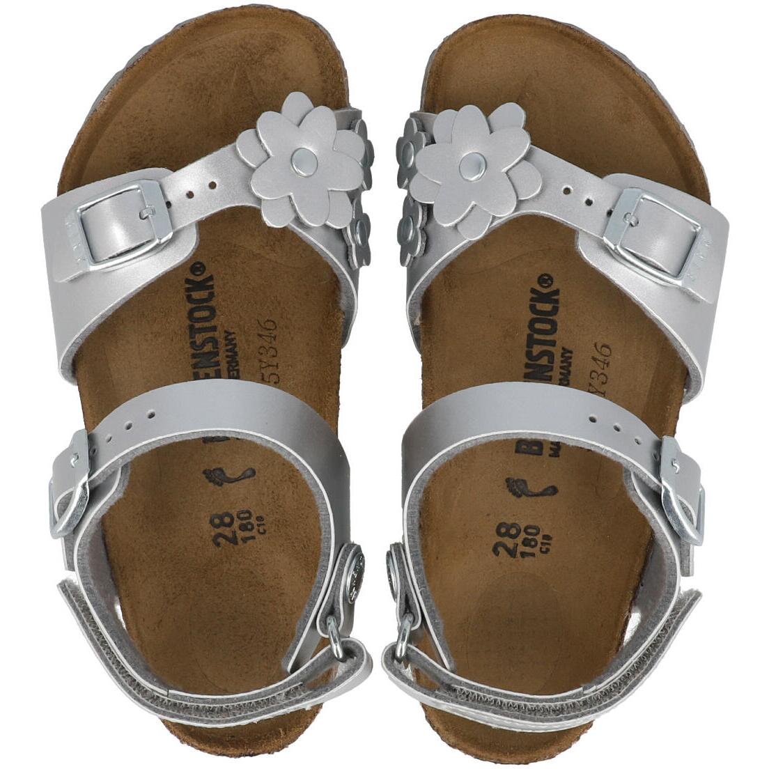 Birkenstock Rio Plain Flowers Kids Electric Metallic Silver 1031702