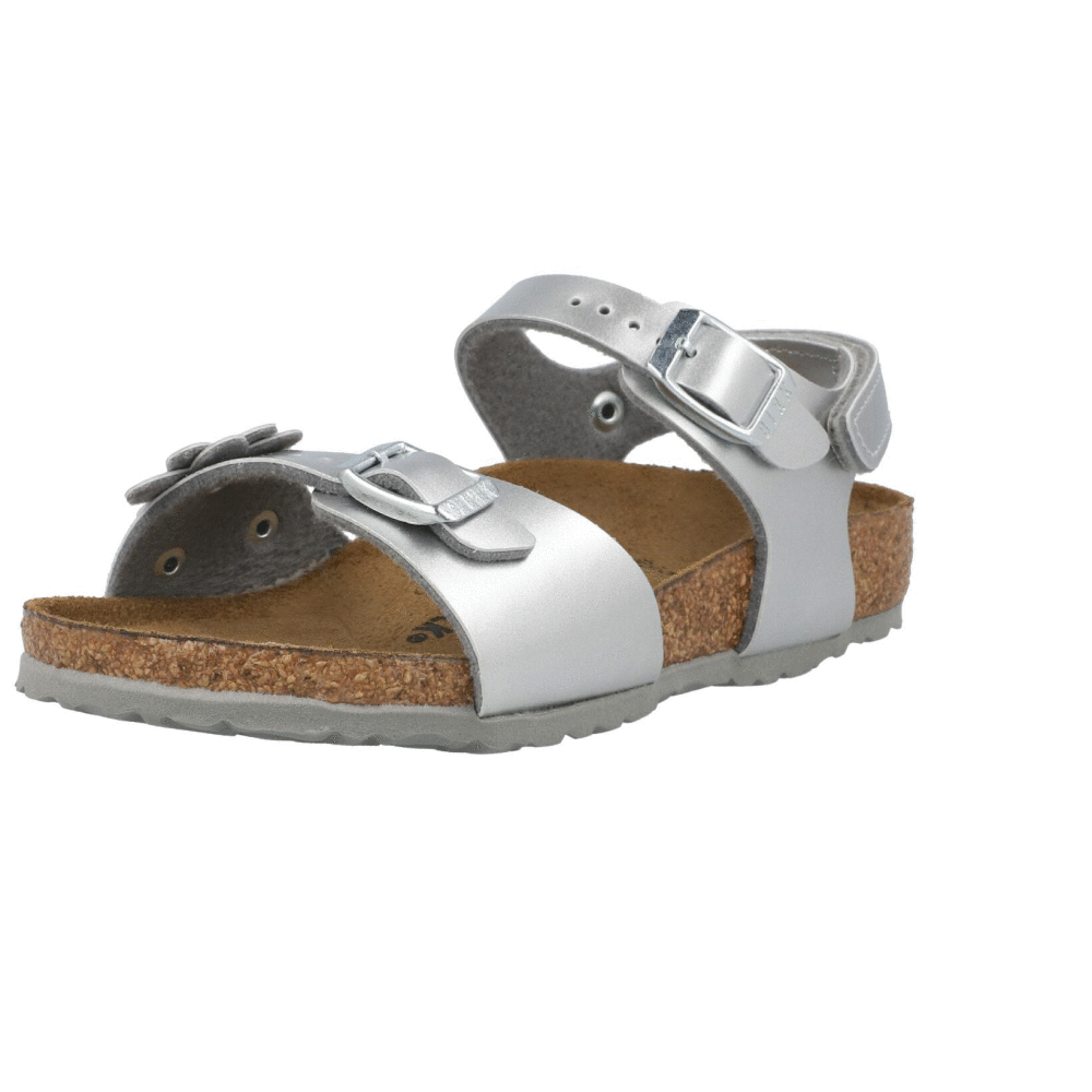 Birkenstock Rio Plain Flowers Kids Electric Metallic Silver 1031702
